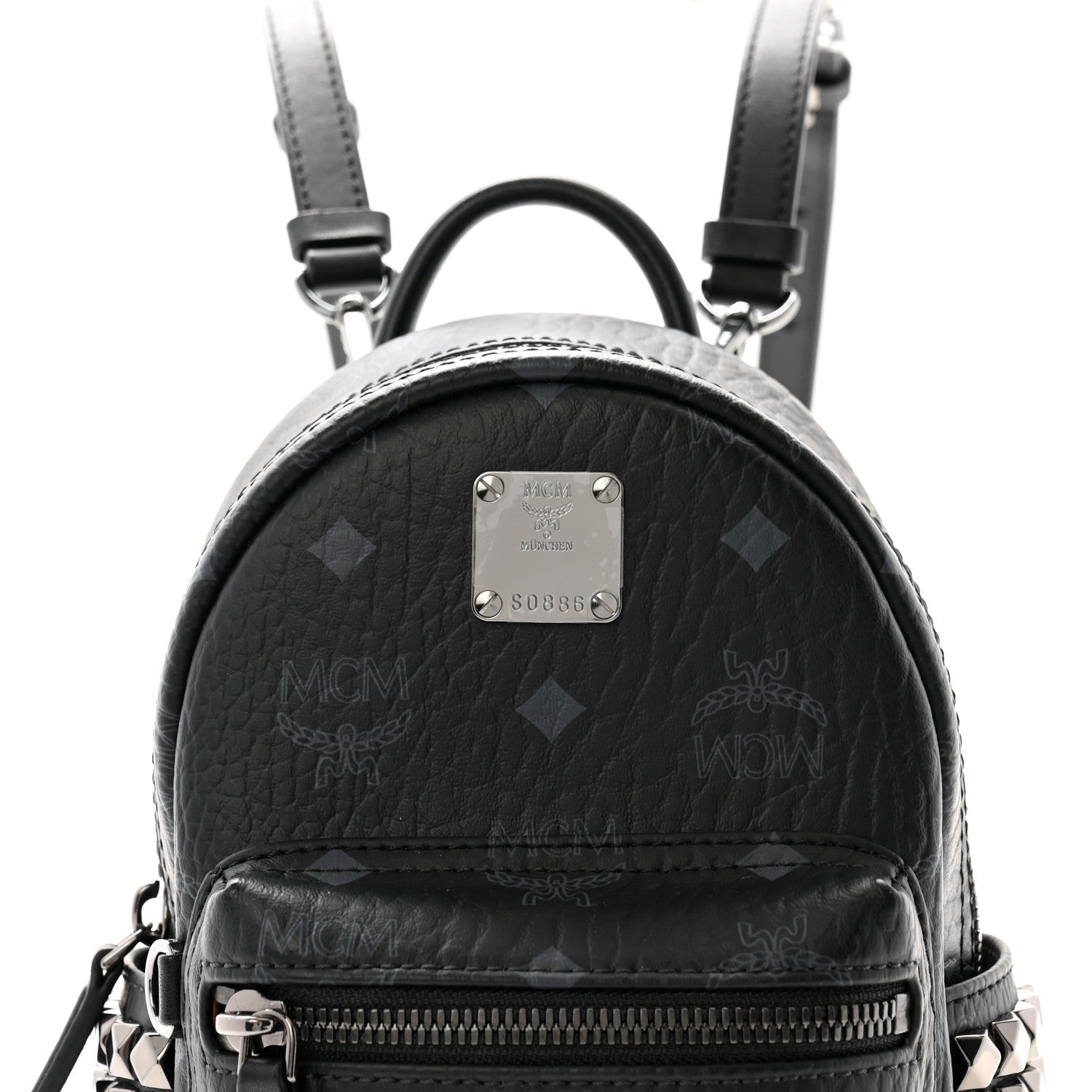 MCM Visetos Side Stud X-Mini Stark Bebe Boo Backpack Black 8 of 10