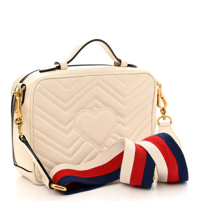 Gucci Calfskin Matelasse Sylvie Web Small GG Marmont Top Handle Shoulder Bag White 2 of 9
