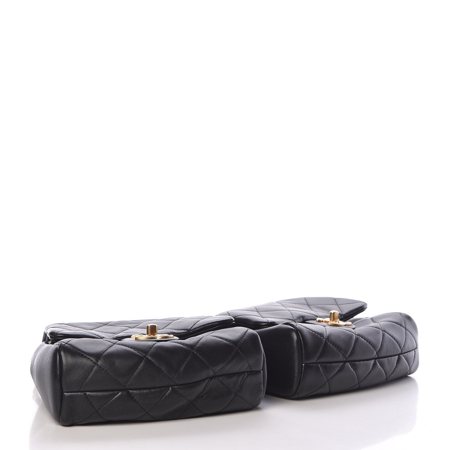 Chanel Lambskin Pearl Quilted Side Packs Black 6 of 16