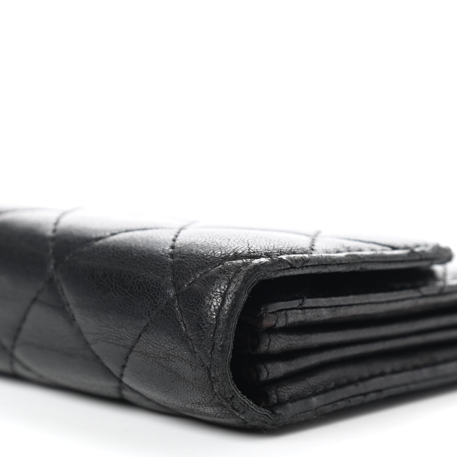 Chanel Lambskin Quilted Large Gusset Flap Wallet Black 12 of 24