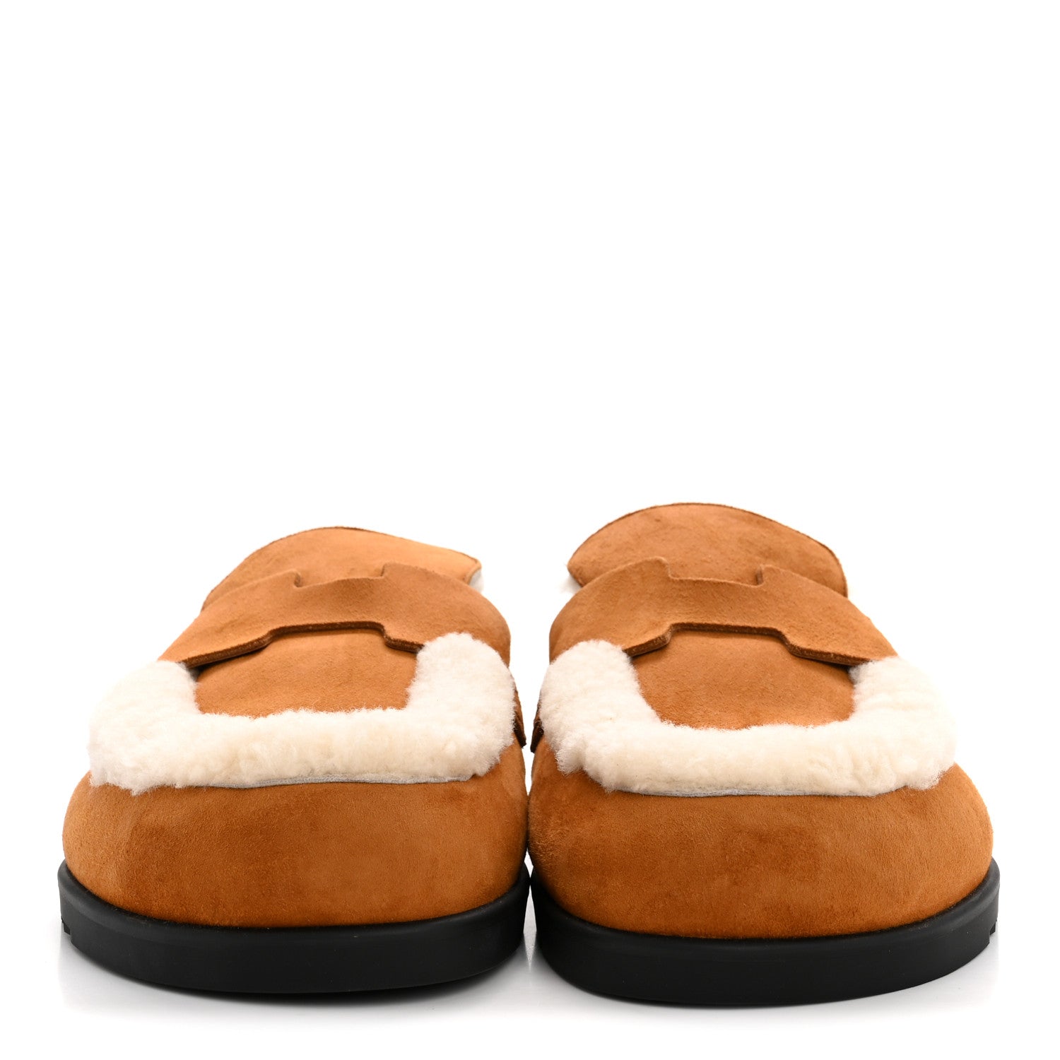 Hermes Suede Goatskin Shearling Go Mules 38 Beige Kraft Ecru 3 of 10
