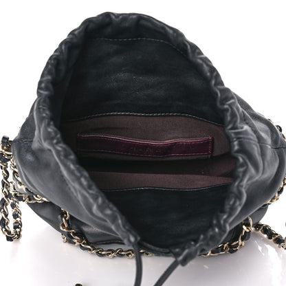 Chanel Lambskin Bucket Chain Drawstring Bag Black 4 of 10