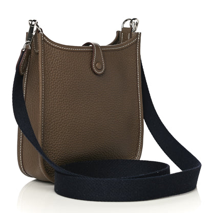 Hermes Taurillon Clemence Amazone Evelyne TPM Etoupe Bleu Indigo 3 of 12