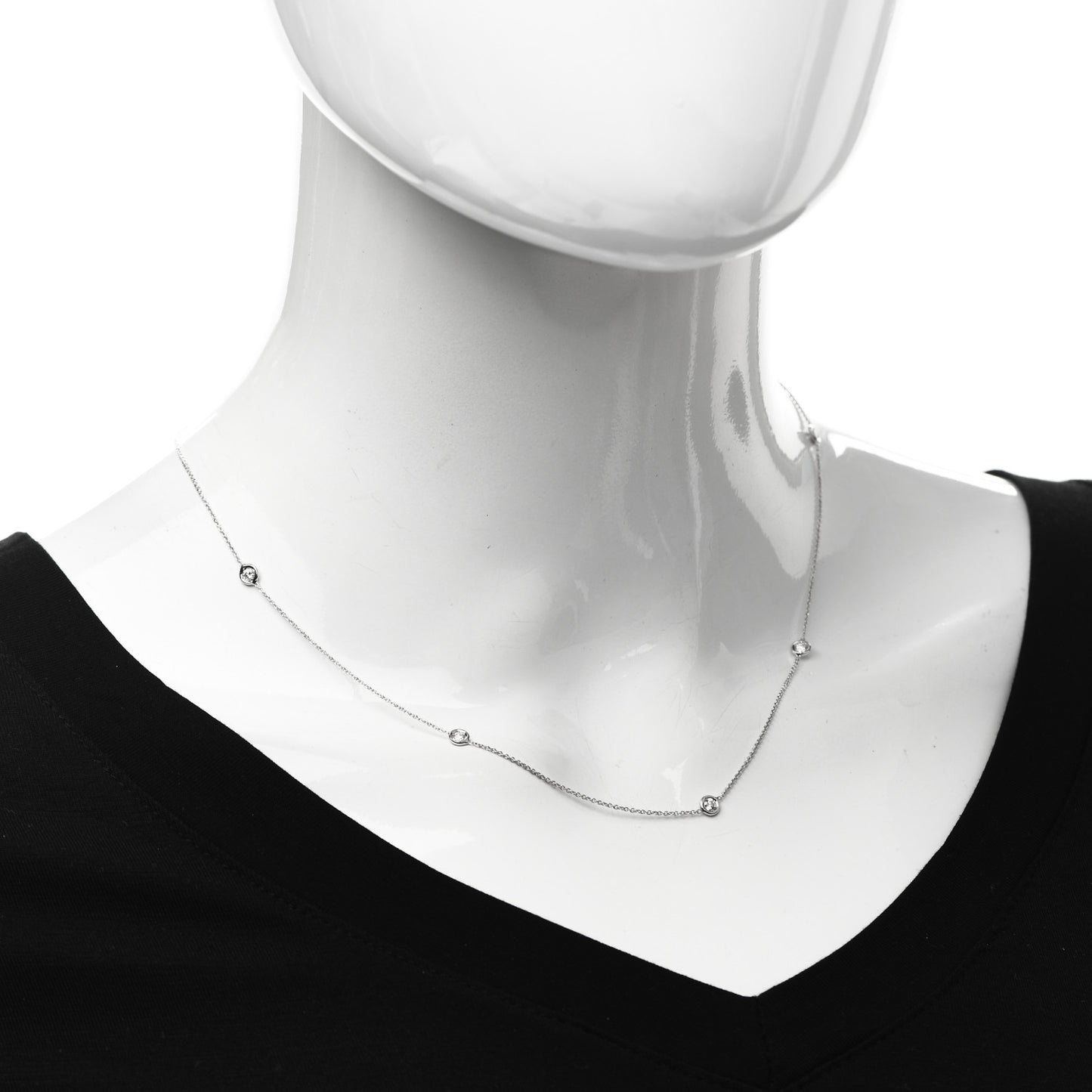 18K White Gold Diamond .25ctw Diamonds By The Inch Five Station Necklace