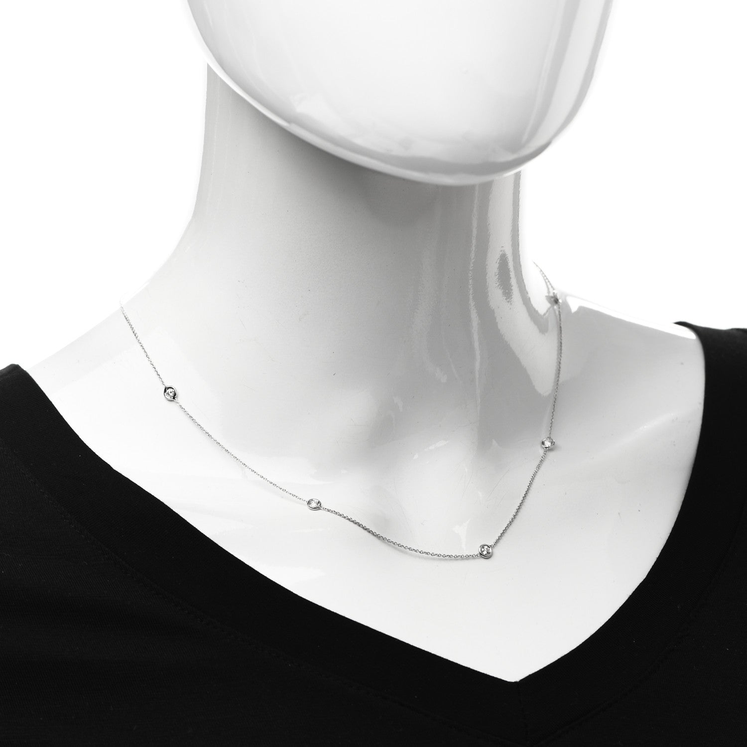 Roberto Coin 18K White Gold Diamond .25ctw Diamonds By The Inch Five Station Necklace 2 of 6