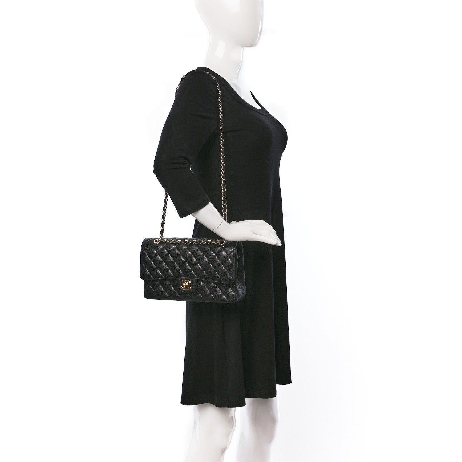 Chanel Caviar Quilted Medium Double Flap Black 2 of 9