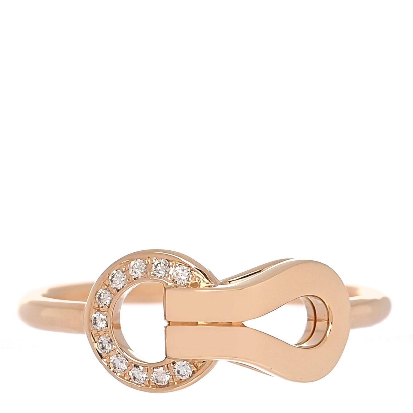 18K Pink Gold Diamond Agrafe Ring 49 4.75