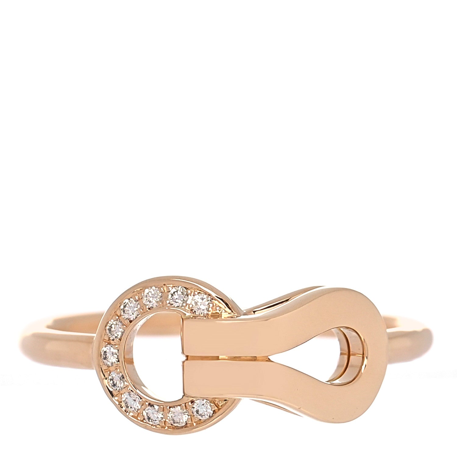 Cartier 18K Pink Gold Diamond Agrafe Ring 49 4.75 1 of 4