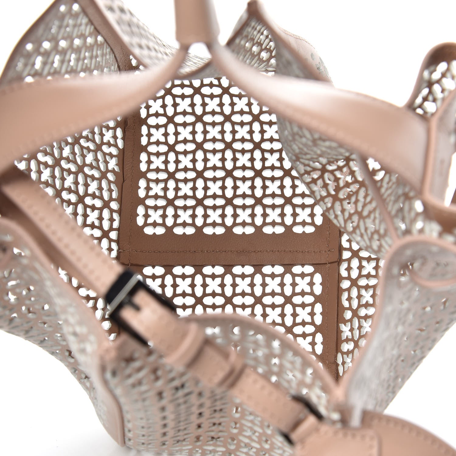 Alaia Calfskin Laser Cut Grille Rose-Marie 19 Bag Sable 5 of 8