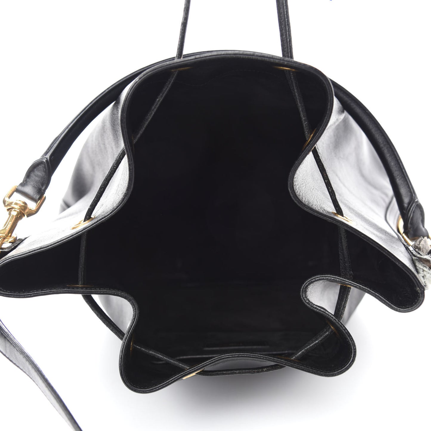 Calfskin Large Emmanuelle Bucket Bag Black