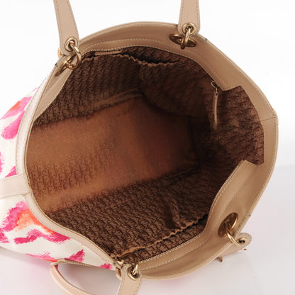 Christian Dior Calfskin Canvas Printed Saint Tropez Tote Medium Beige 5 of 9