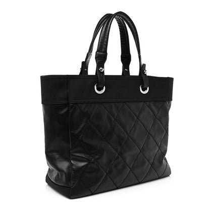 Chanel Coated Canvas Quilted Large Paris Biarritz Tote Black 3 of 7