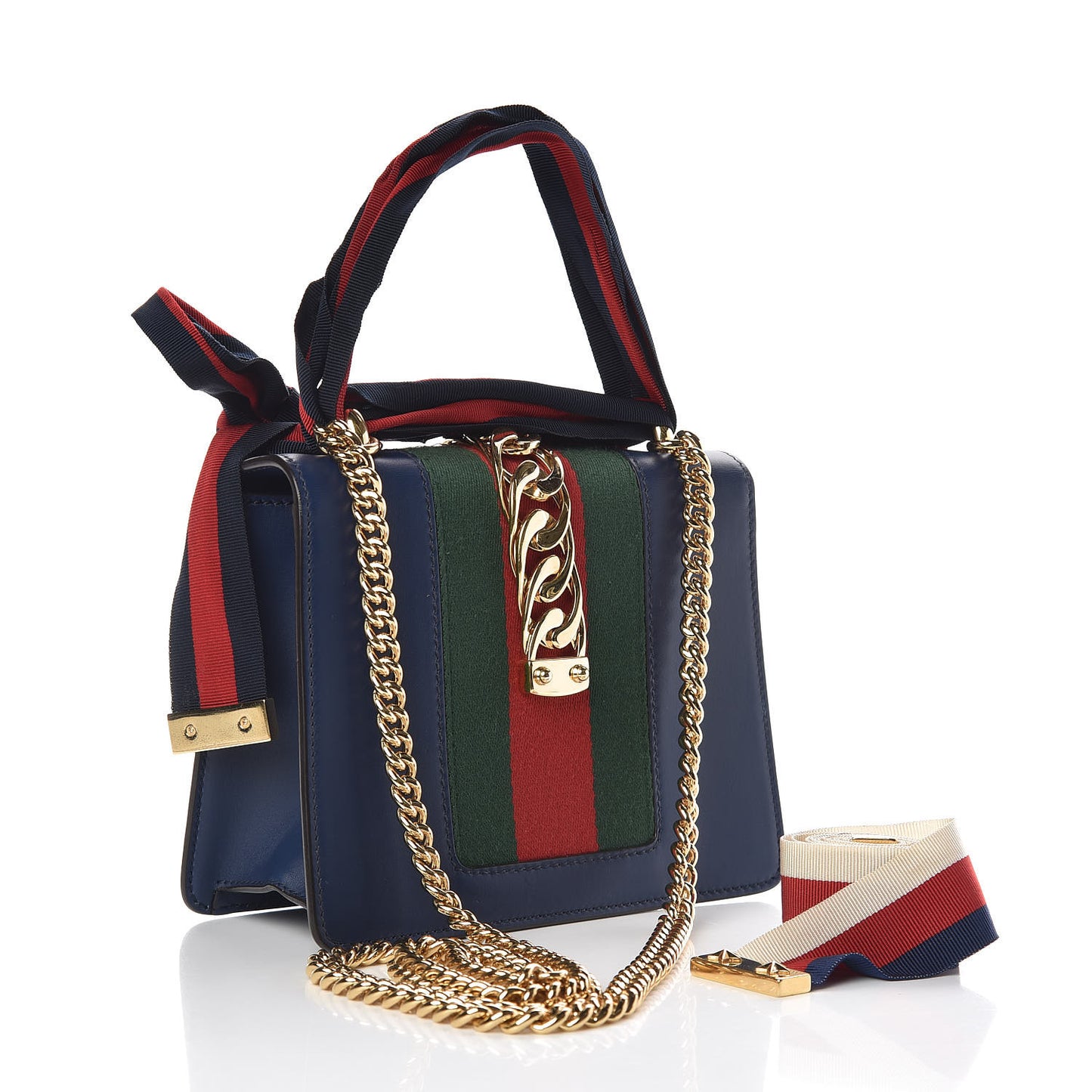Calfskin Mini Sylvie Chain Shoulder Bag Blue Agata