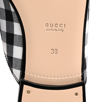 Gucci Cotton Gingham Womens Princetown Slippers 38 White Black 8 of 11
