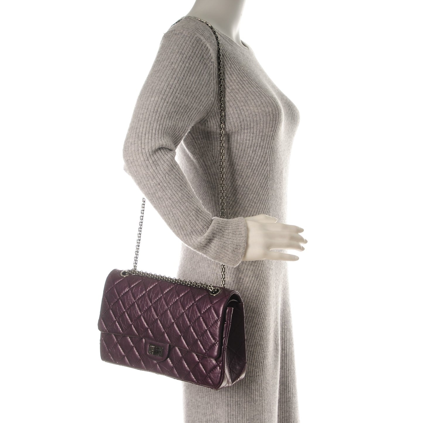 Metallic Aged Calfskin Quilted 2.55 Reissue 226 Flap Dark Purple
