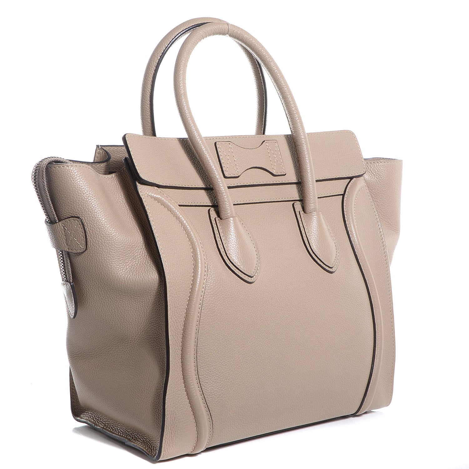 Celine Drummed Calfskin Mini Luggage Dune 3 of 10
