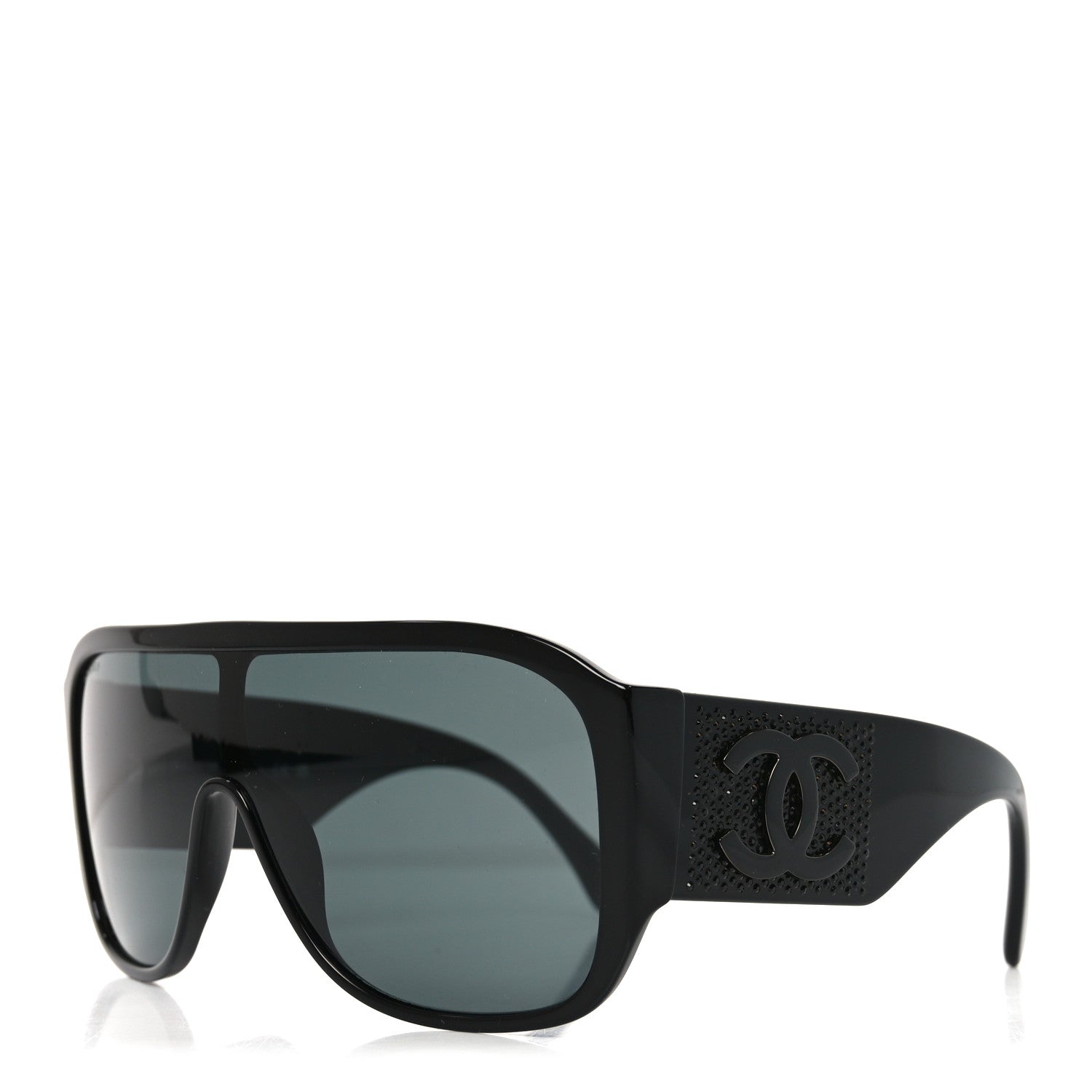 Chanel Acetate Crystal CC Shield Sunglasses 5466-B Black 1 of 7