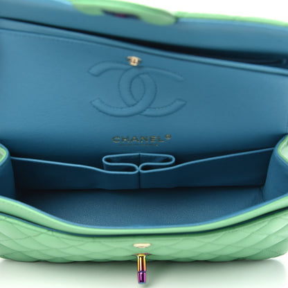 Chanel Lambskin Quilted Small Double Flap Green Blue 6 of 13