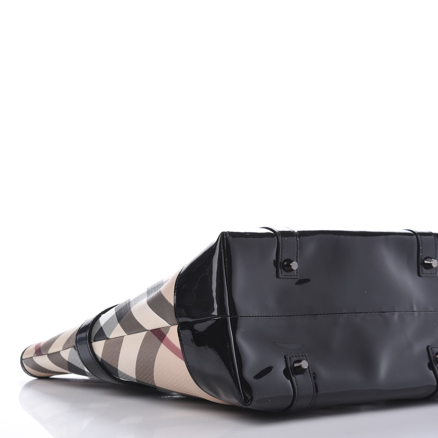 Burberry Patent Supernova Check Medium Denham Tote Black 5 of 9