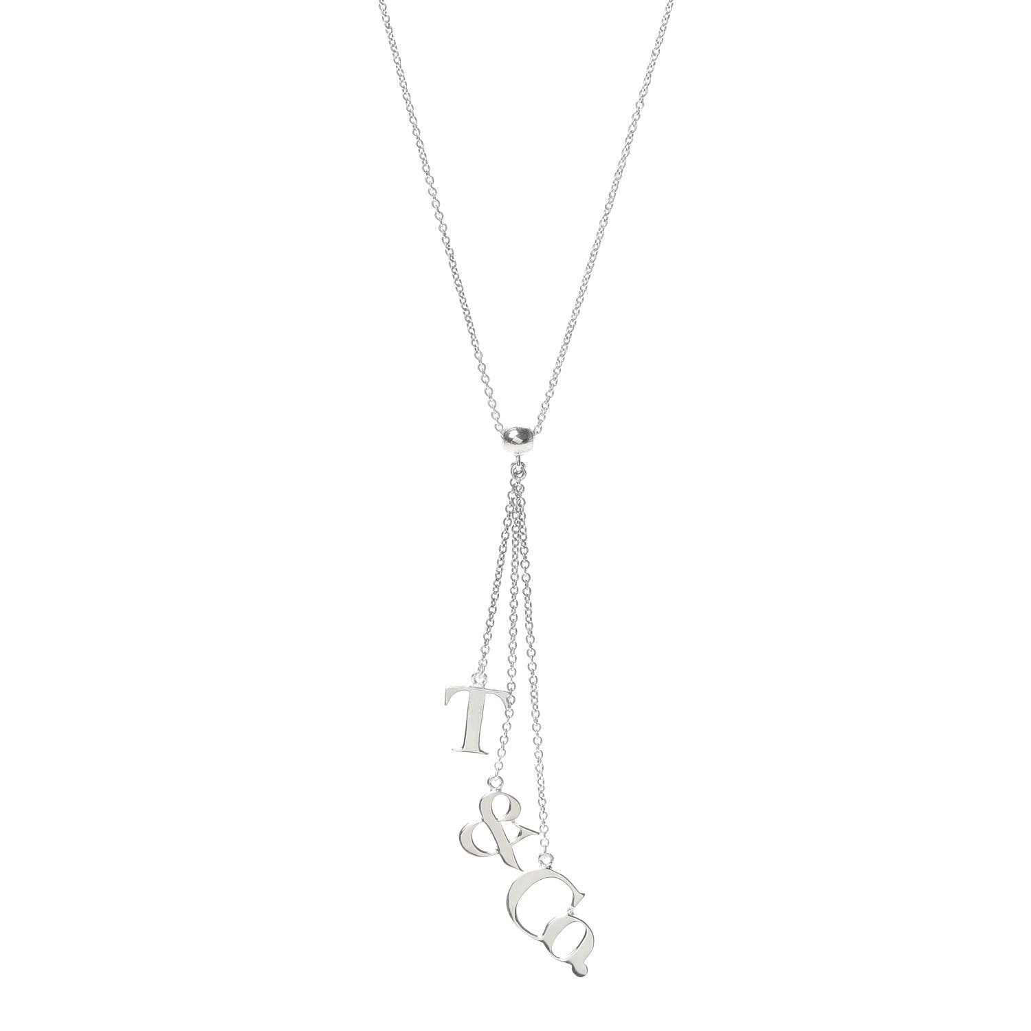 Tiffany Sterling Silver Letters Lariat Necklace 1 of 6
