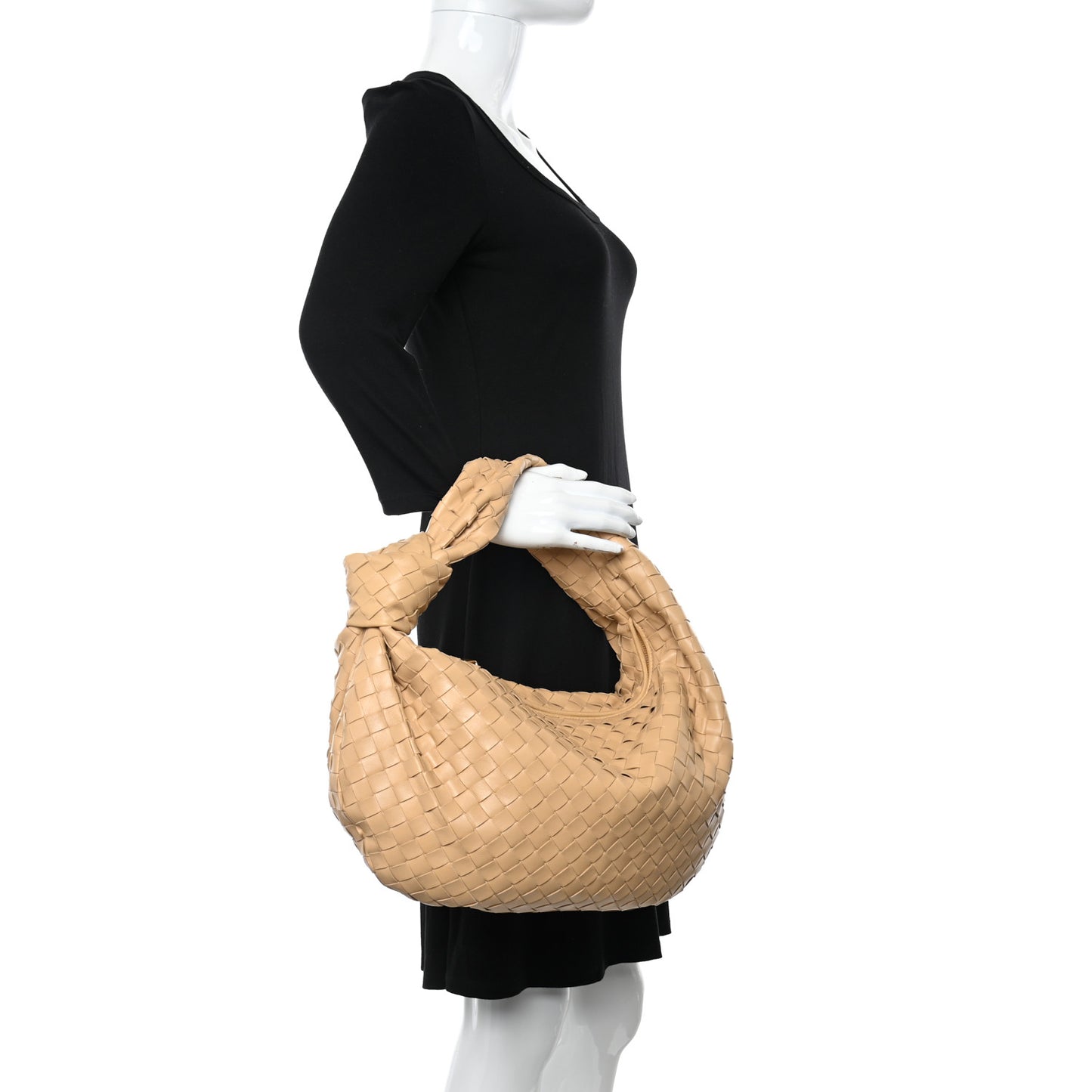 Nappa Intrecciato Small Jodie Hobo Almond