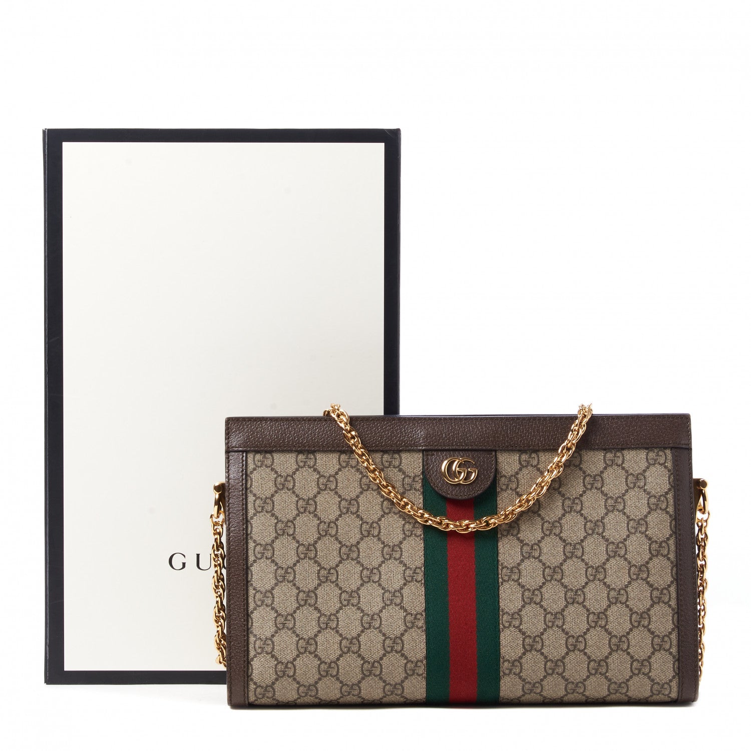 Gucci GG Supreme Monogram Web Medium Ophidia Chain Shoulder Bag Brown 11 of 11