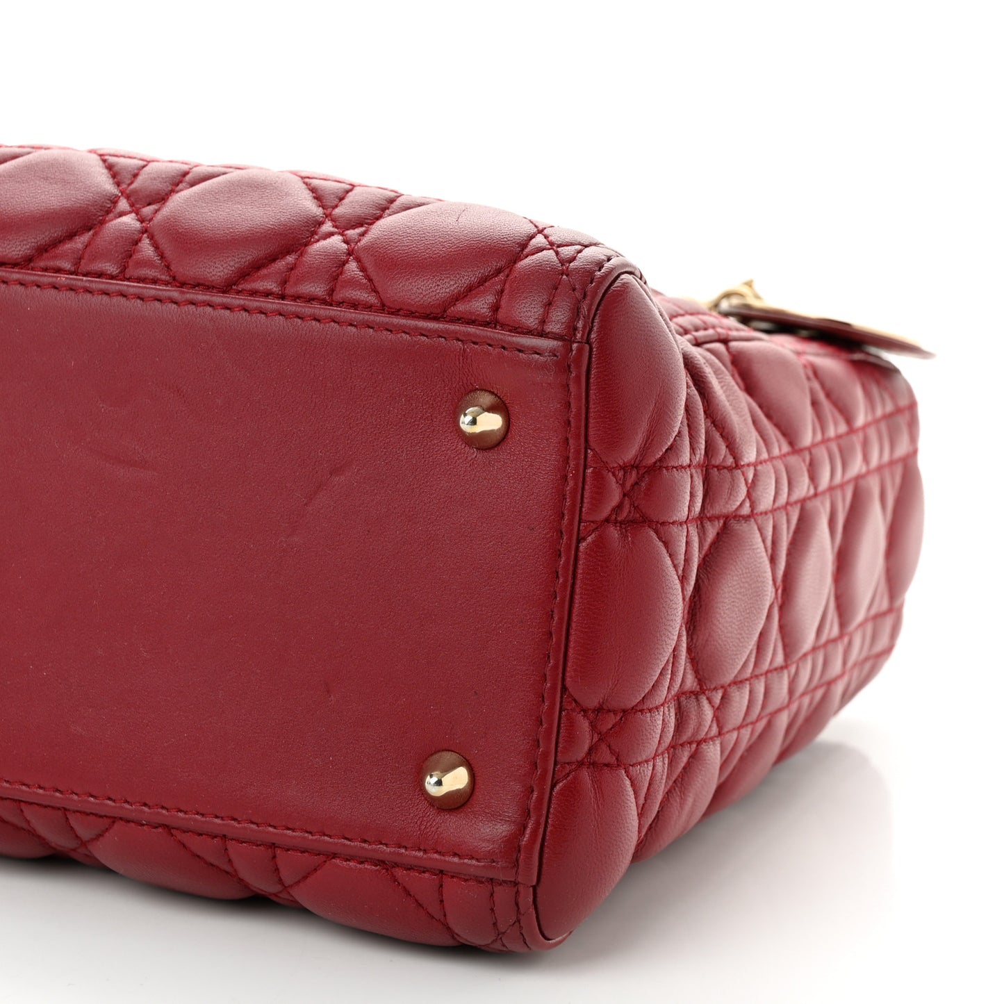Lambskin Cannage Medium Lady Dior Red