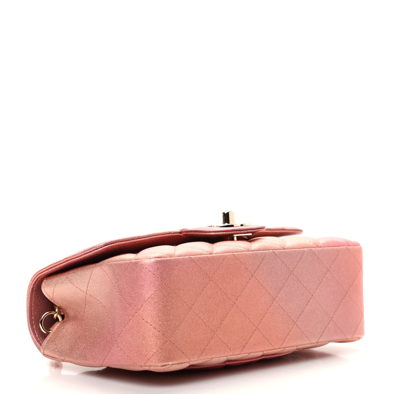 Chanel Metallic Lambskin Quilted Ombre Mini Rectangular Flap Pink 4 of 9