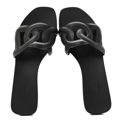 Hermes Rubber Aloha Sandals 35 Black 2 of 10
