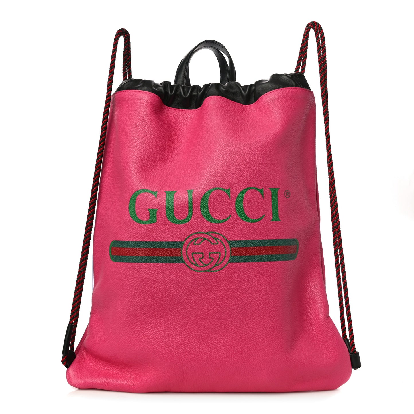 Grained Calfskin Logo Drawstring Backpack Box Pink Green Black