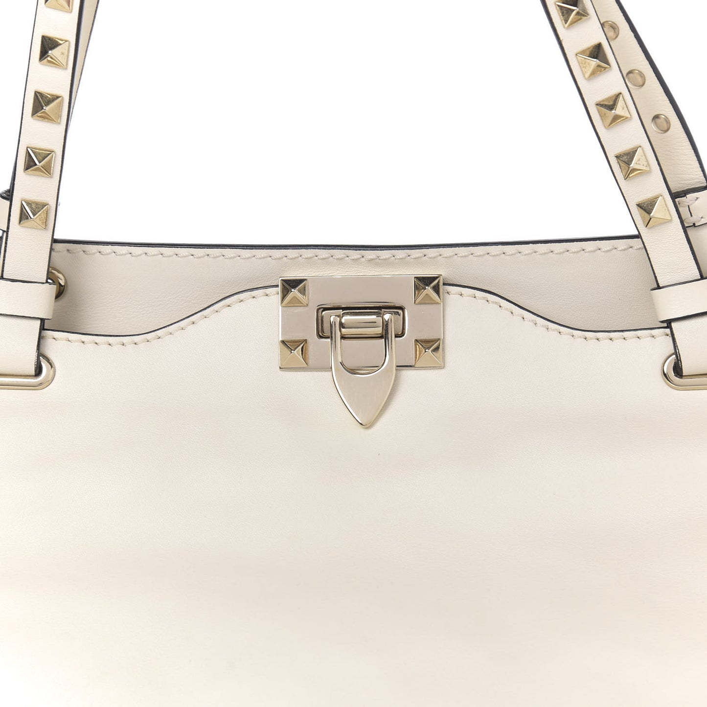 Vitello Medium Rockstud Tote Ivory