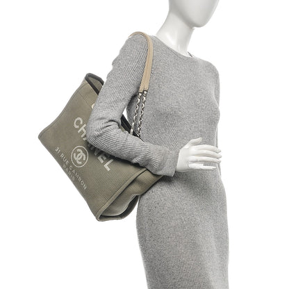 Chanel Canvas Small Deauville Tote Khaki 2 of 7
