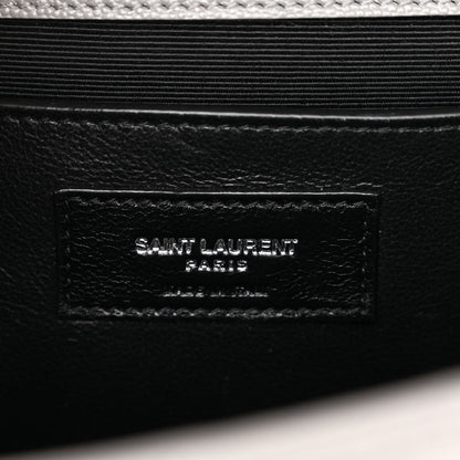 Saint Laurent Grain De Poudre Textured Mixed Matelasse Medium Triquilt Monogram Satchel New Stone 6 of 10