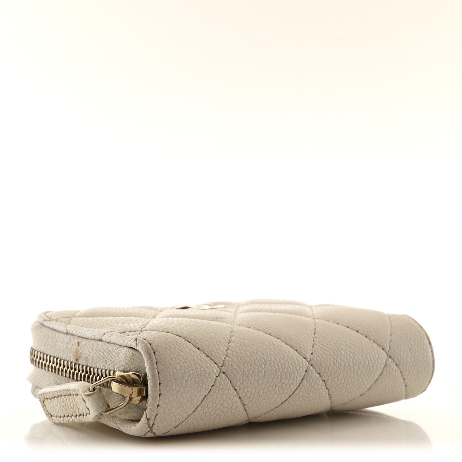 Chanel Caviar Quilted Zip Coin Purse White 4 of 8