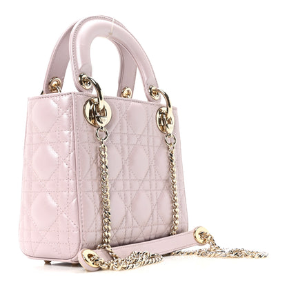 Christian Dior Metallic Lambskin Cannage Mini Lady Dior Lotus 3 of 11