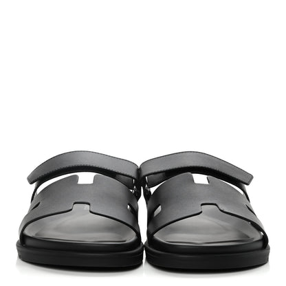 Hermes Calfskin Mens Chypre Sandals 42 Black 2 of 10