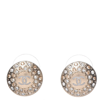 Chanel Crystal Enamel CC Round Earrings Gold 1 of 4