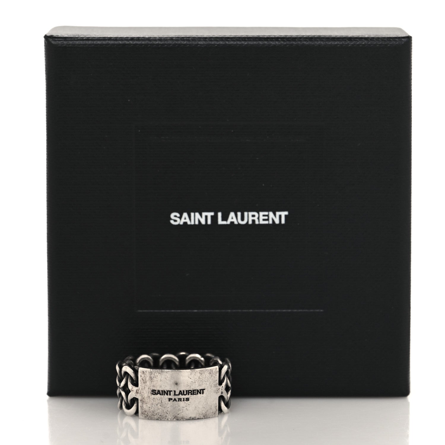 【SAINT LAURENT】ロゴリング Saint Laurent Logo Engraved Chain Ring 61 9.5 Silver 1517604
