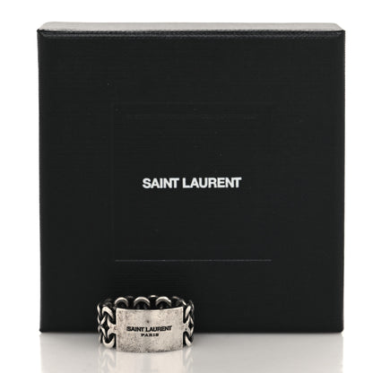 Saint Laurent Logo Engraved Chain Ring 61 9.5 Silver 5 of 5