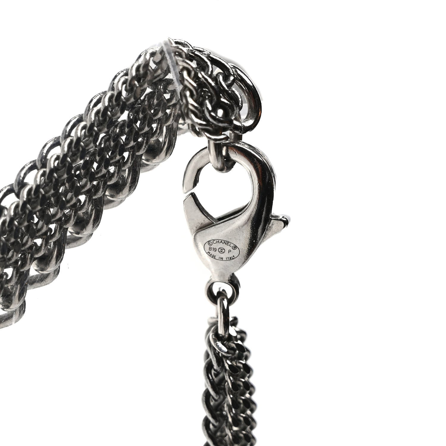 Chanel Baguette Crystal CC Multi Strand Pendant Necklace Silver 4 of 4
