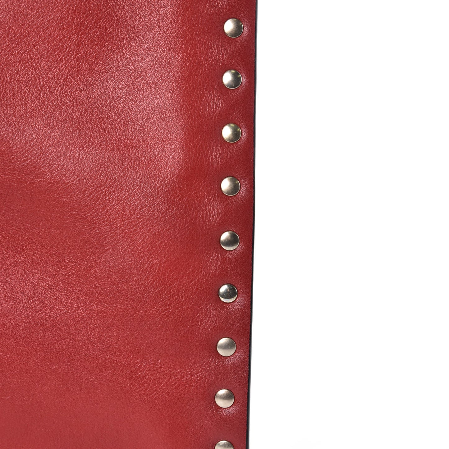 Vitello Large Rockstud Zip Pouch Red