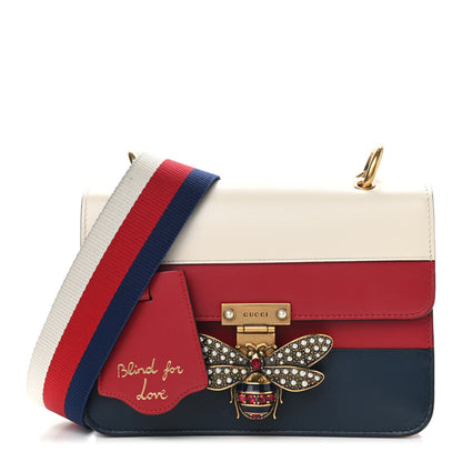 Gucci Calfskin Sylvie Web Queen Margaret Shoulder Bag Blue Agata Hibiscus Red Mystic White 1 of 9