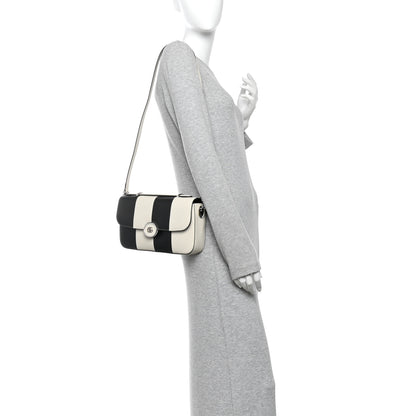 Gucci Senna Calfskin Lines Petite GG Top Handle Shoulder Bag Black Mystic White 2 of 10
