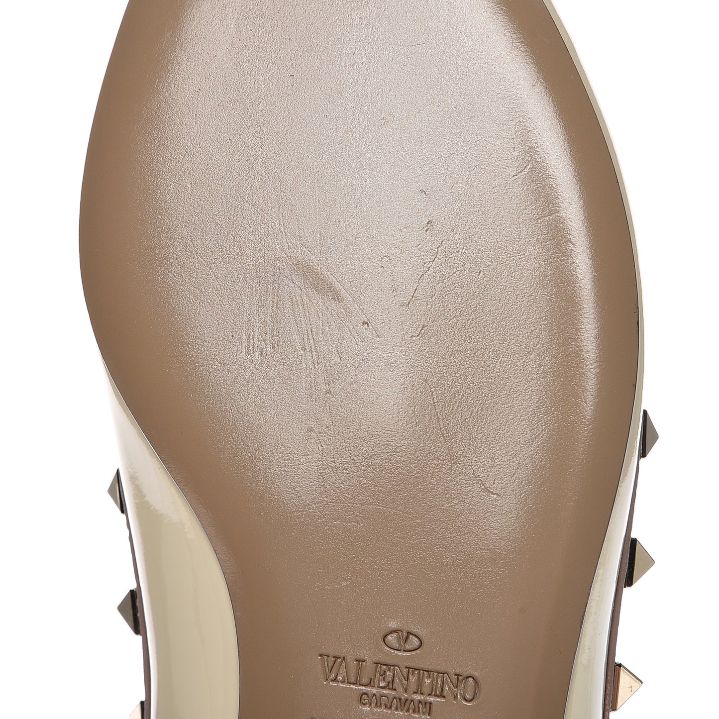 Patent Rockstud Cage Ballerina Flats 38 Light Ivory Poudre