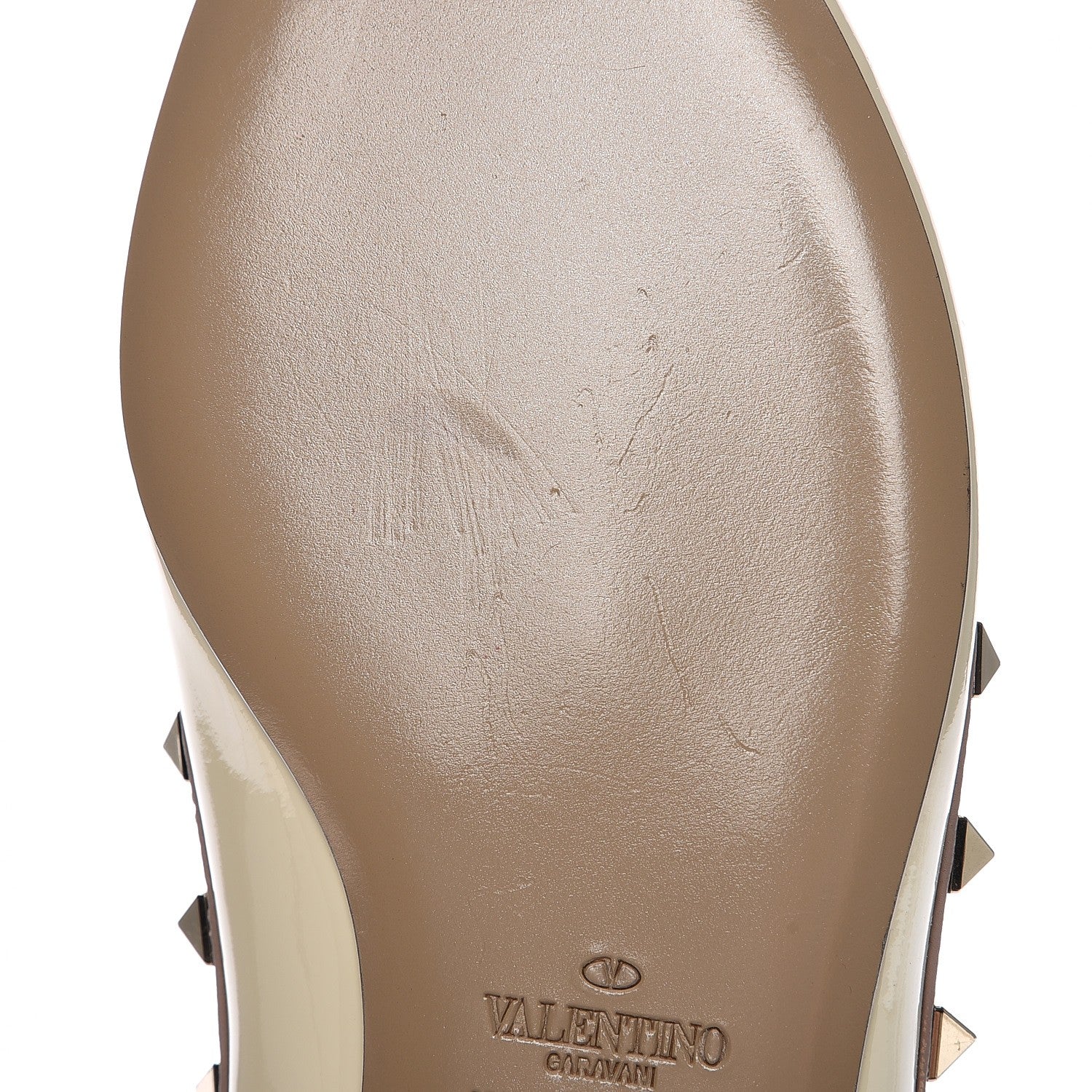 Valentino Garavani Patent Rockstud Cage Ballerina Flats 38 Light Ivory Poudre 8 of 8
