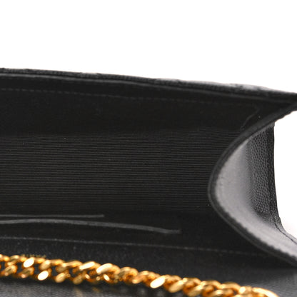 Saint Laurent Grain De Poudre Textured Mixed Matelasse Triquilt Small Monogram Satchel Black 5 of 9