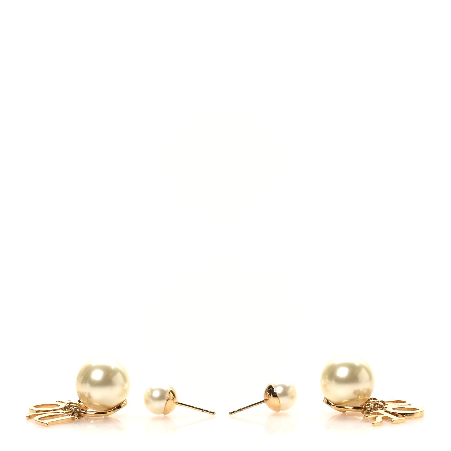 Pearl Crystal Tribal Logo Charms Earrings Gold