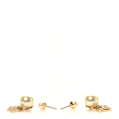 Christian Dior Pearl Crystal Tribal Logo Charms Earrings Gold 7 of 10