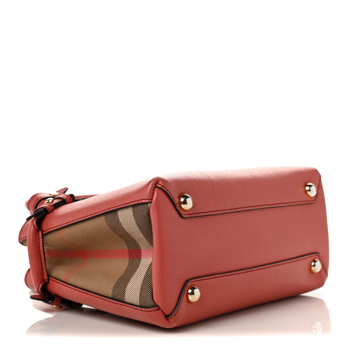 Burberry Derby Calfskin House Check Small Banner Tote Cinnamon Red 4 of 12
