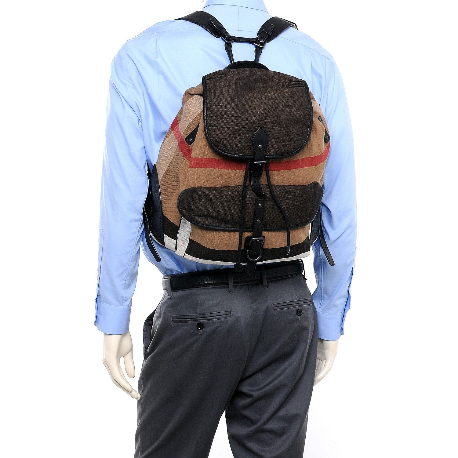 Burberry Canvas Mega Check Korbin Backpack Camel 2 of 10